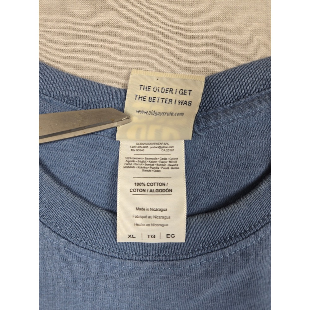 Old Guys Rule Mens XL Blue Golf Graphic T-Shirt Playing Through Life Cotton Tee - Picture 3 of 8